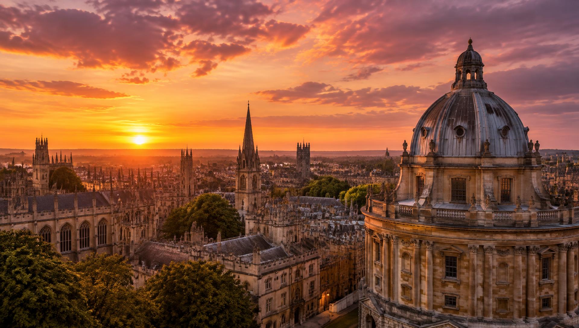 Oxford skyline at sunset